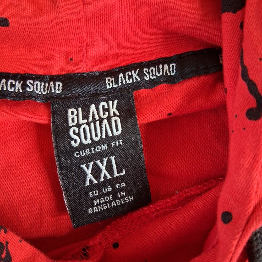 BLACK SQUAD Hoodie Men's XXL Red w/ Black Paint Slatter Graphic Skate Basketball - Picture 4 of 16
